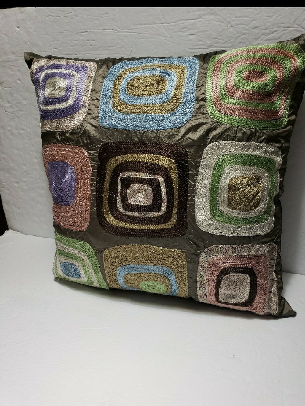 PIER 1 IMPORTS Embroidered Squares Pillow (17" x 17"
